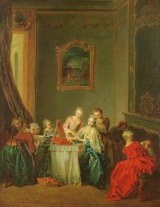 De Toilette: Jonge vrouw aan haar Kaptafel door Jean Baptiste Joseph Pater